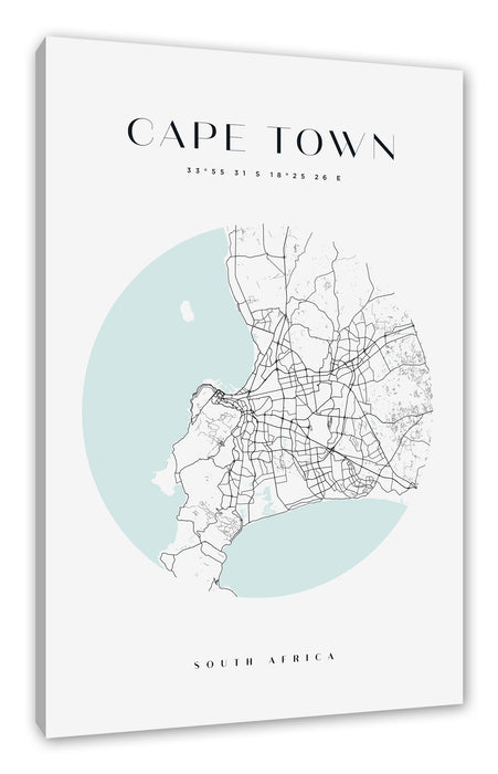 Stadtkarte Rund  - Kapstadt, Leinwandbild