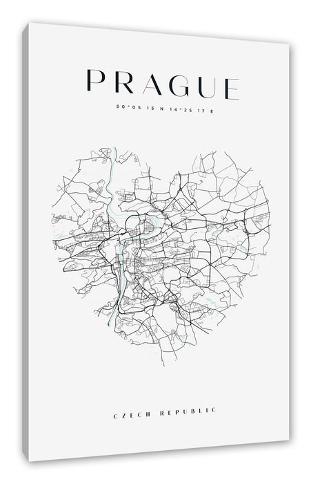 Pixxprint Lieblings Stadt - Prag, Leinwandbild