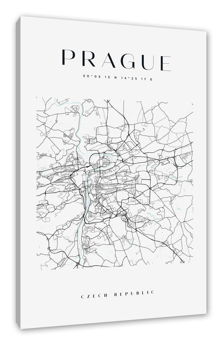 Pixxprint Stadtkarte Eckig - Prag, Leinwandbild