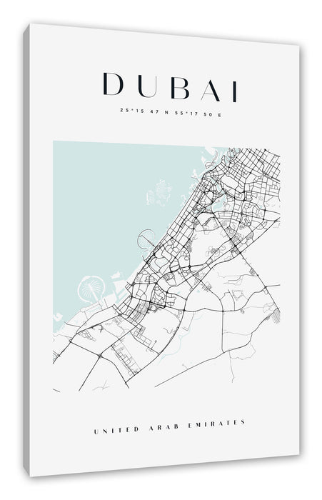 Stadtkarte Eckig  - Dubai, Leinwandbild