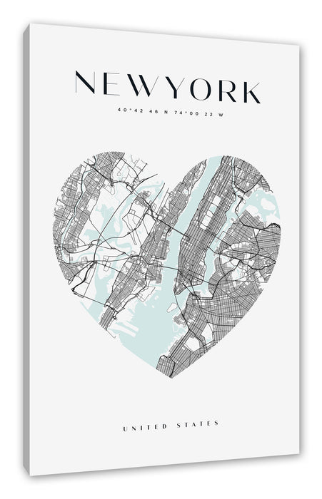 Pixxprint Lieblings Stadt - New York, Leinwandbild