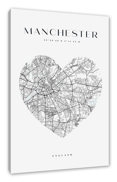 Pixxprint Lieblings Stadt - Manchester, Leinwandbild