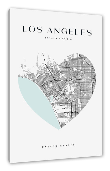 Pixxprint Lieblings Stadt - Los Angeles, Leinwandbild
