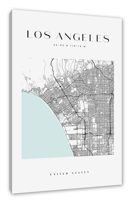 Stadtkarte Eckig  - Los Angeles, Leinwandbild