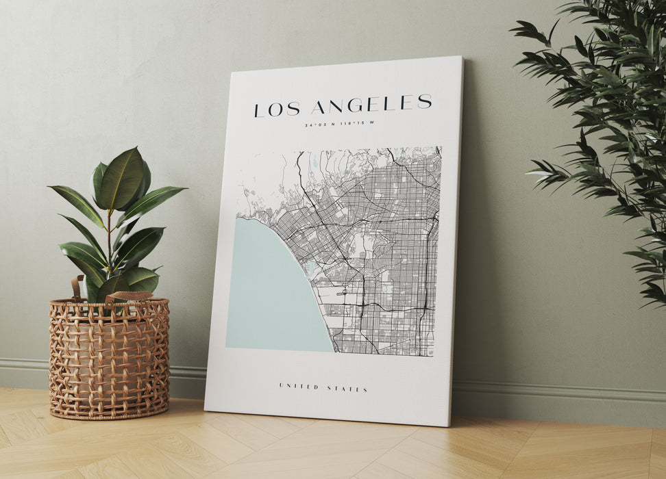 Stadtkarte Eckig  - Los Angeles, Leinwandbild