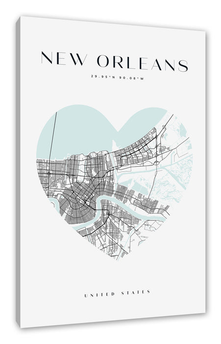 Pixxprint Lieblings Stadt - New Orleans, Leinwandbild