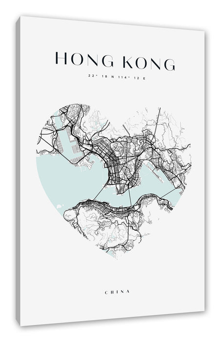 Pixxprint Lieblings Stadt - Hong Kong, Leinwandbild