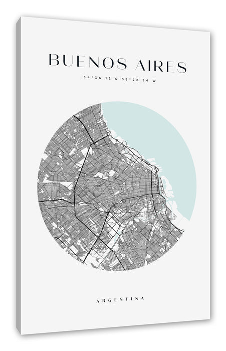 Stadtkarte Rund  - Buenoes Aires, Leinwandbild