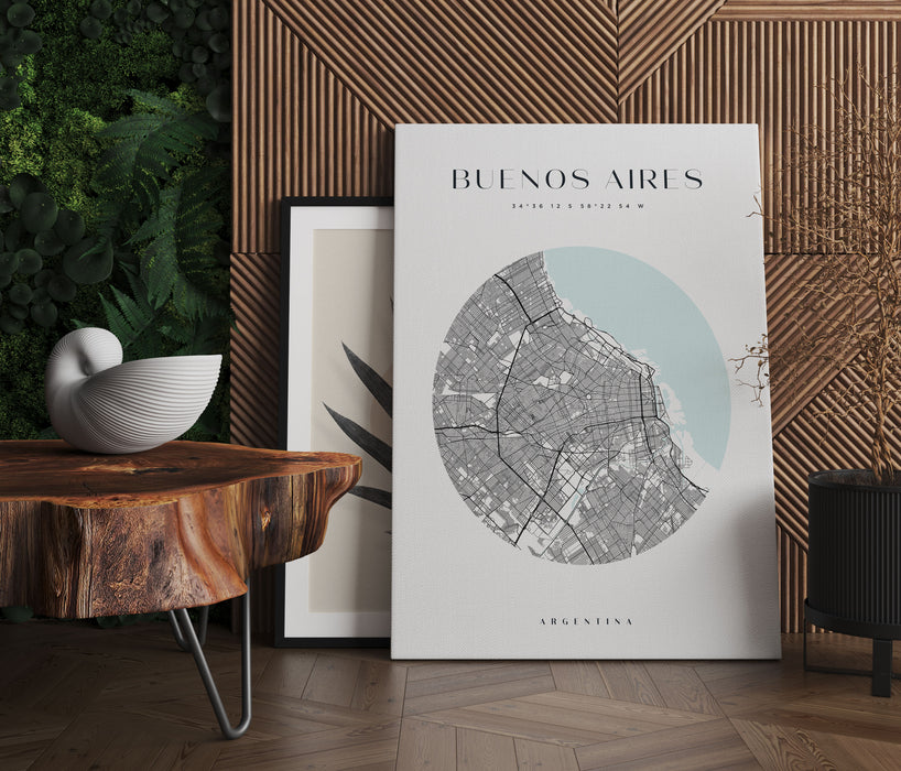 Stadtkarte Rund  - Buenoes Aires, Leinwandbild
