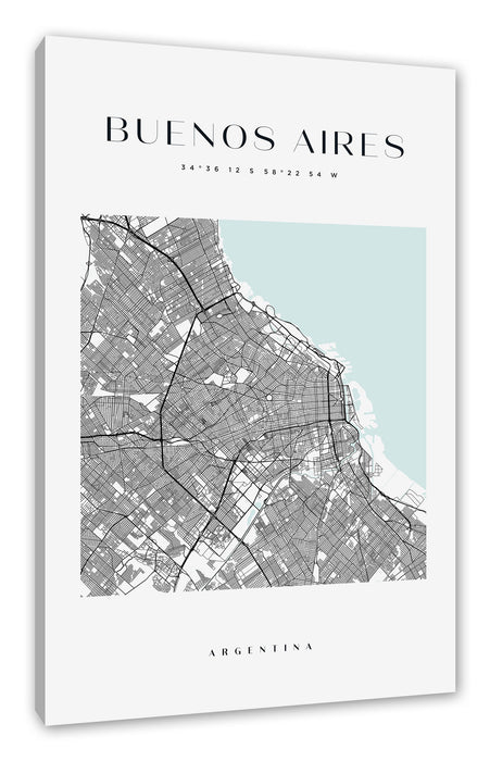 Stadtkarte Eckig  - Buenoes Aires, Leinwandbild