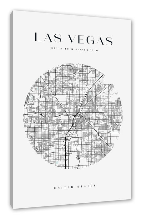 Stadtkarte Rund  - Las Vegas, Leinwandbild