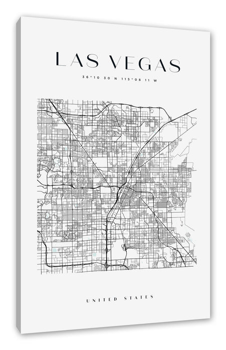 Stadtkarte Eckig  - Las Vegas, Leinwandbild