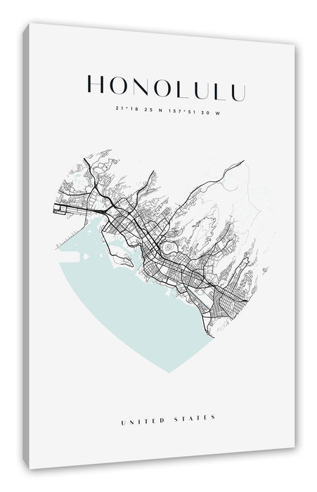 Pixxprint Lieblings Stadt - Honululu, Leinwandbild
