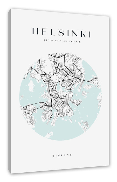 Pixxprint Stadtkarte Rund - Helsinki, Leinwandbild