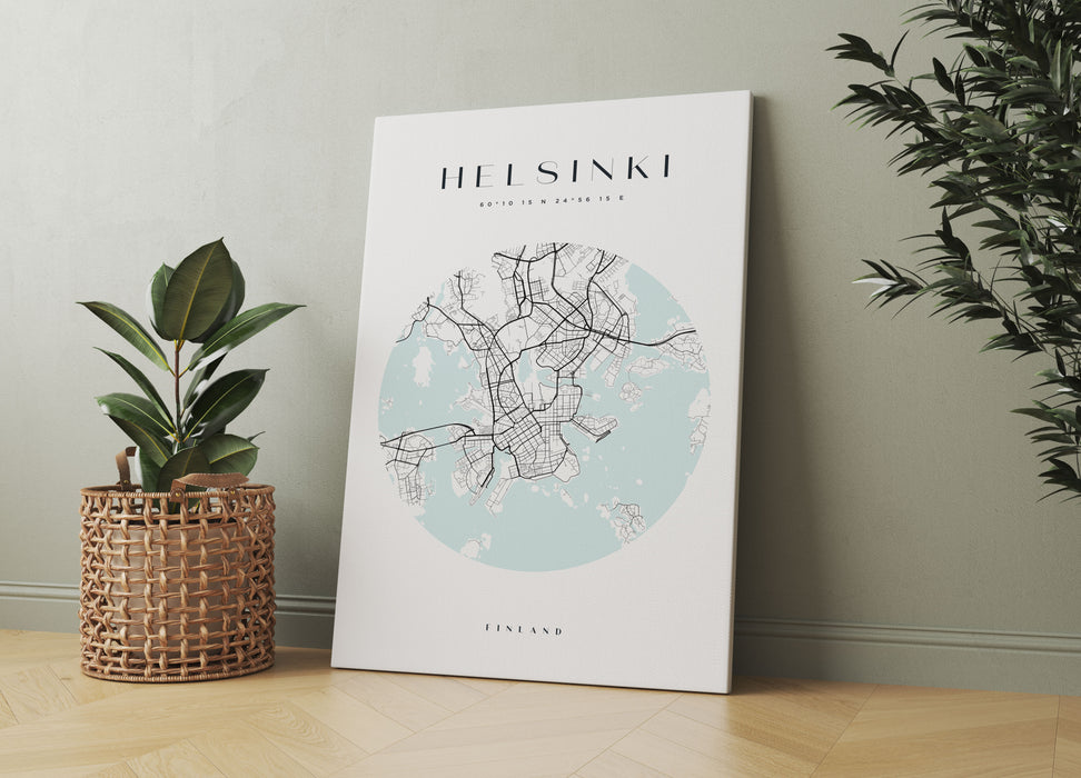 Stadtkarte Rund  - Helsinki, Leinwandbild