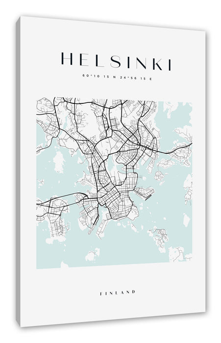 Pixxprint Stadtkarte Eckig - Helsinki, Leinwandbild