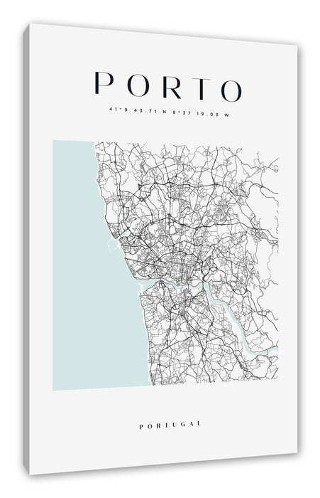 Stadtkarte Eckig  - Porto, Leinwandbild