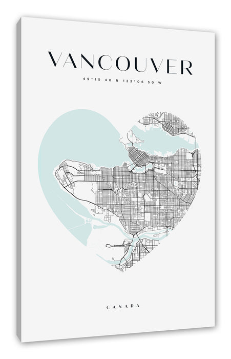 Pixxprint Lieblings Stadt - Vancouver, Leinwandbild