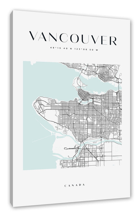 Pixxprint Stadtkarte Eckig - Vancouver, Leinwandbild