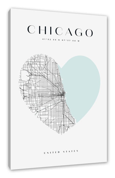 Pixxprint Lieblings Stadt - Chicago, Leinwandbild