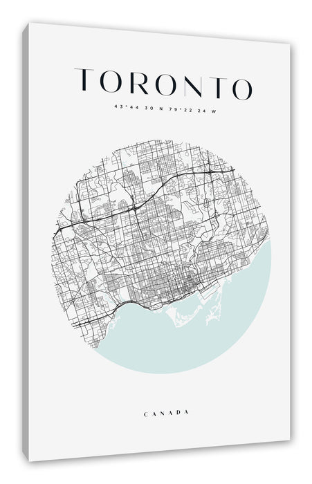Pixxprint Stadtkarte Rund - Toronto, Leinwandbild