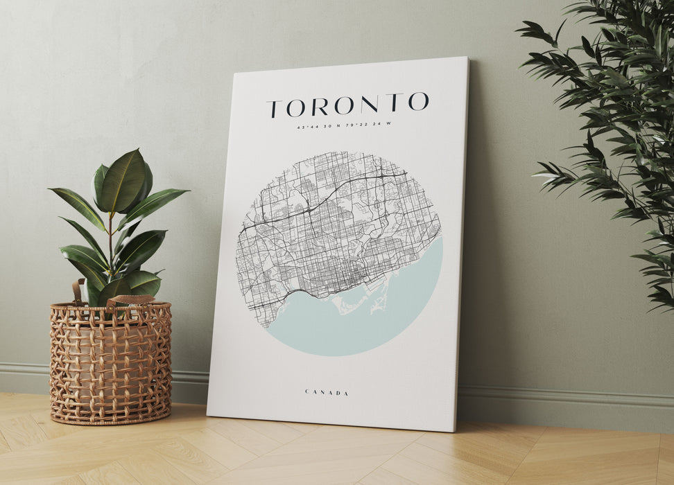 Stadtkarte Rund  - Toronto, Leinwandbild