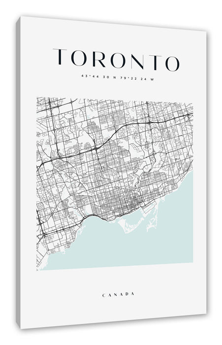 Pixxprint Stadtkarte Eckig - Toronto, Leinwandbild