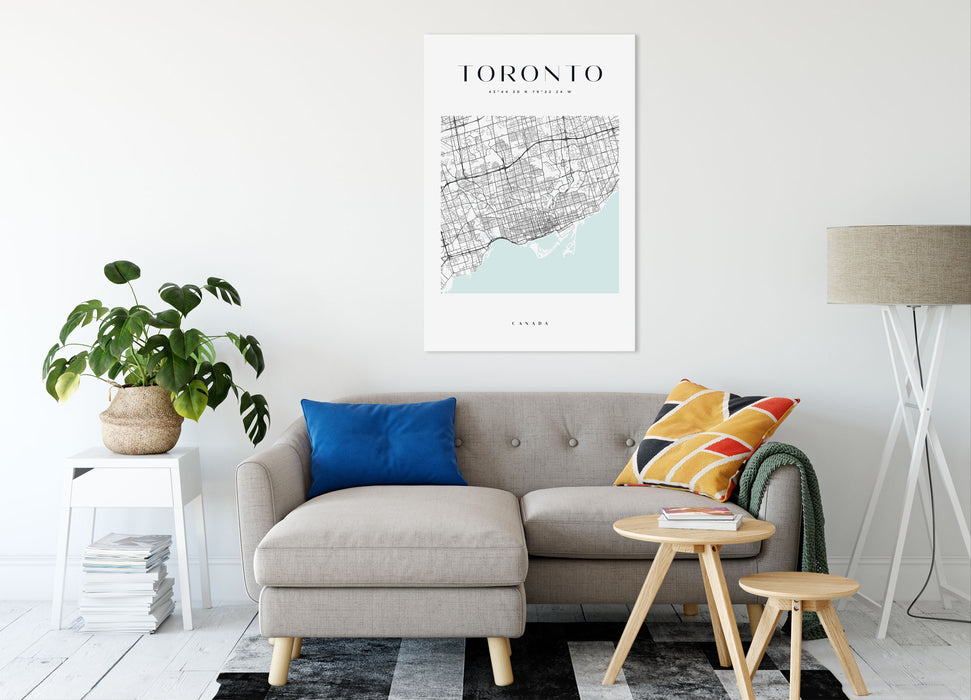 Stadtkarte Eckig  - Toronto, Leinwandbild