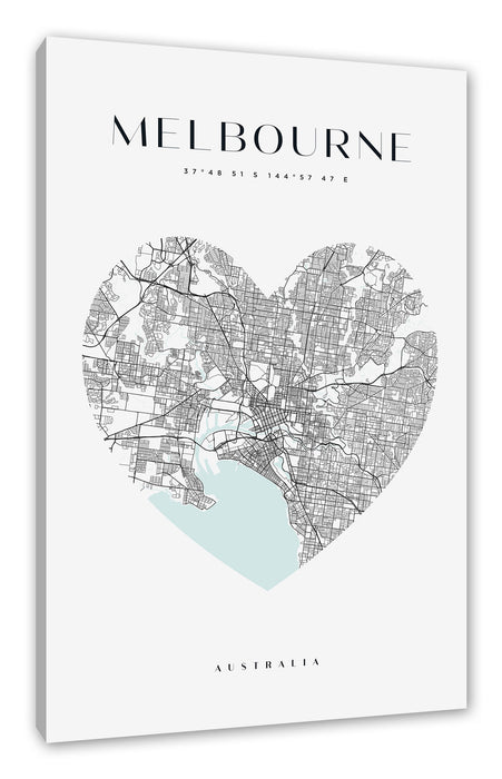 Pixxprint Lieblings Stadt - Melbourne, Leinwandbild