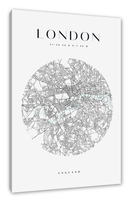Stadtkarte Rund  - London, Leinwandbild