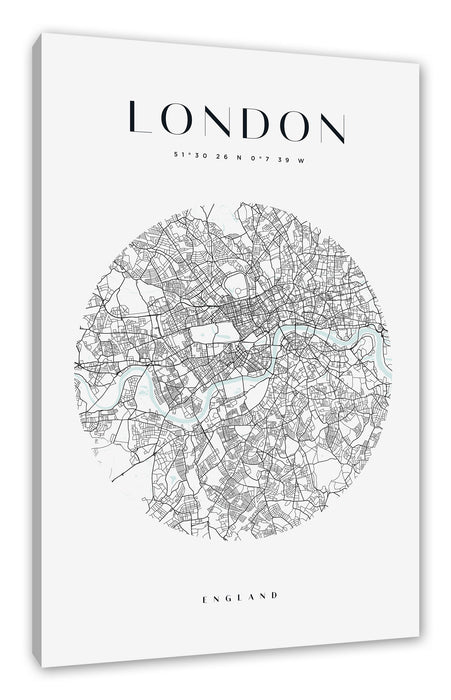 Pixxprint Stadtkarte Rund - London, Leinwandbild