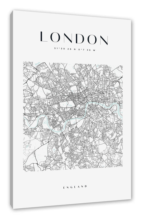 Pixxprint Stadtkarte Eckig - London, Leinwandbild
