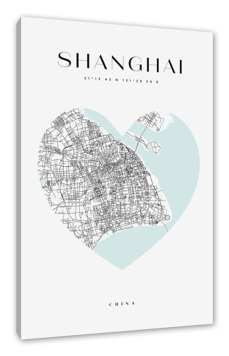 Pixxprint Lieblings Stadt - Shanghai, Leinwandbild