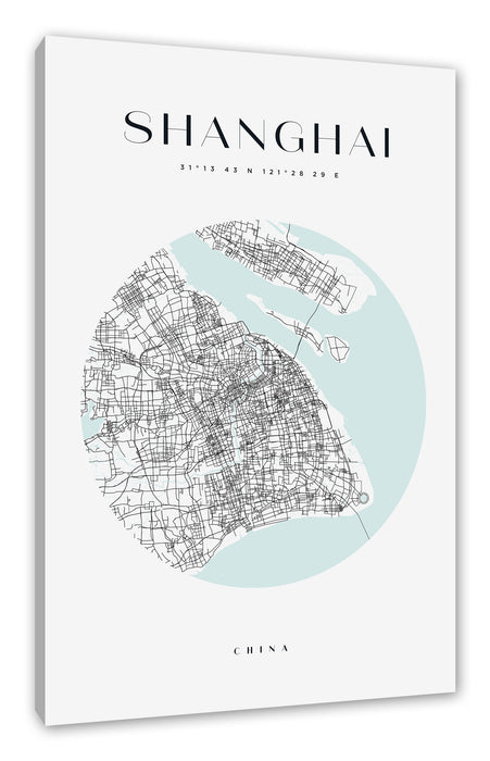 Stadtkarte Rund  - Shanghai, Leinwandbild