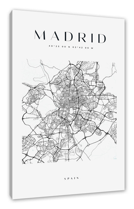 Stadtkarte Eckig  - Madrid, Leinwandbild