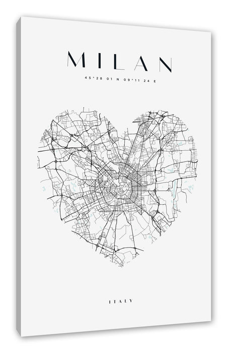 Pixxprint Lieblings Stadt - Milan, Leinwandbild