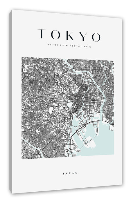 Stadtkarte Eckig  - Tokio, Leinwandbild