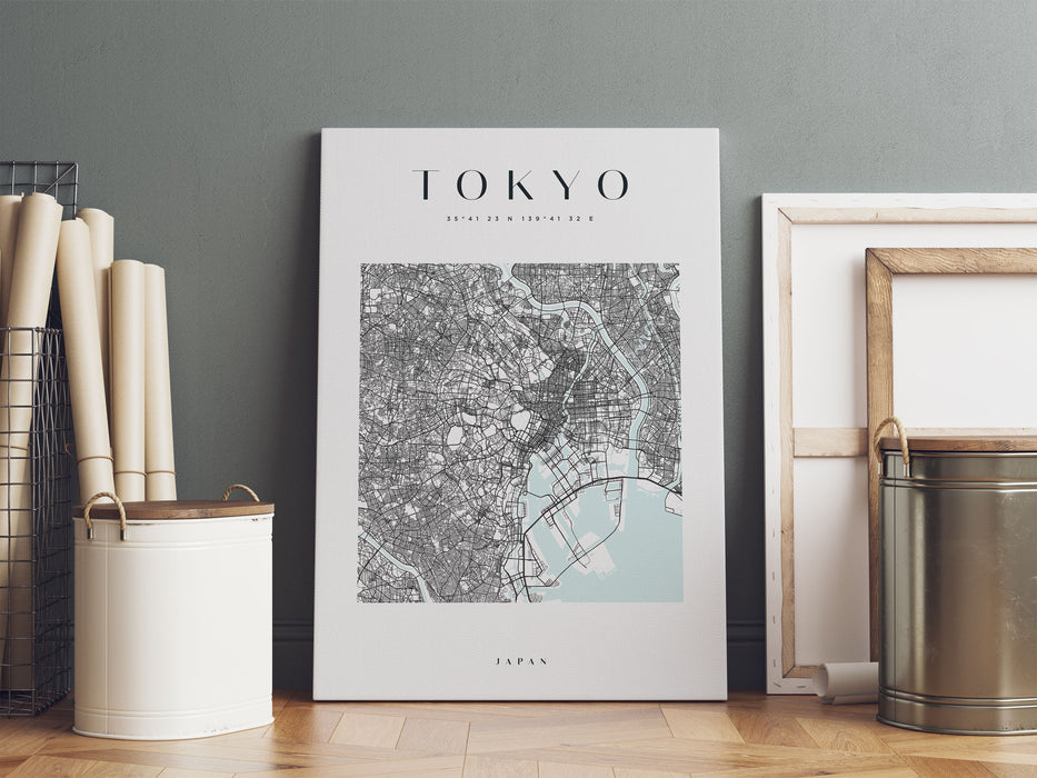 Stadtkarte Eckig  - Tokio, Leinwandbild