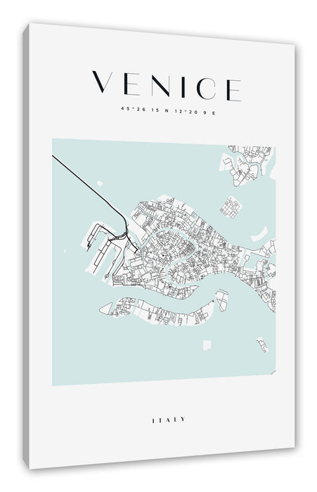 Pixxprint Stadtkarte Eckig - Venedig, Leinwandbild