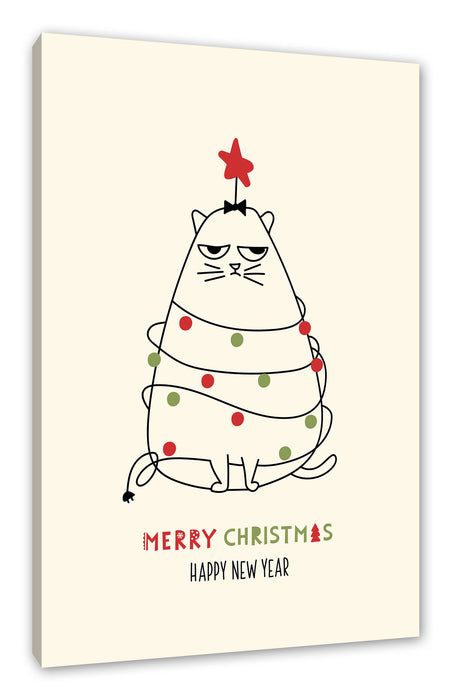Pixxprint Weihnachts Collection - Weihnachtsbaum Katze I, Leinwandbild