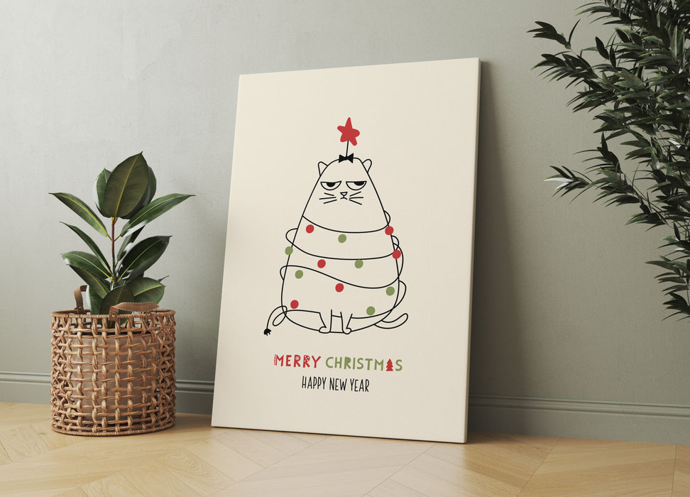 Weihnachts Collection - Weihnachtsbaum Katze I, Leinwandbild