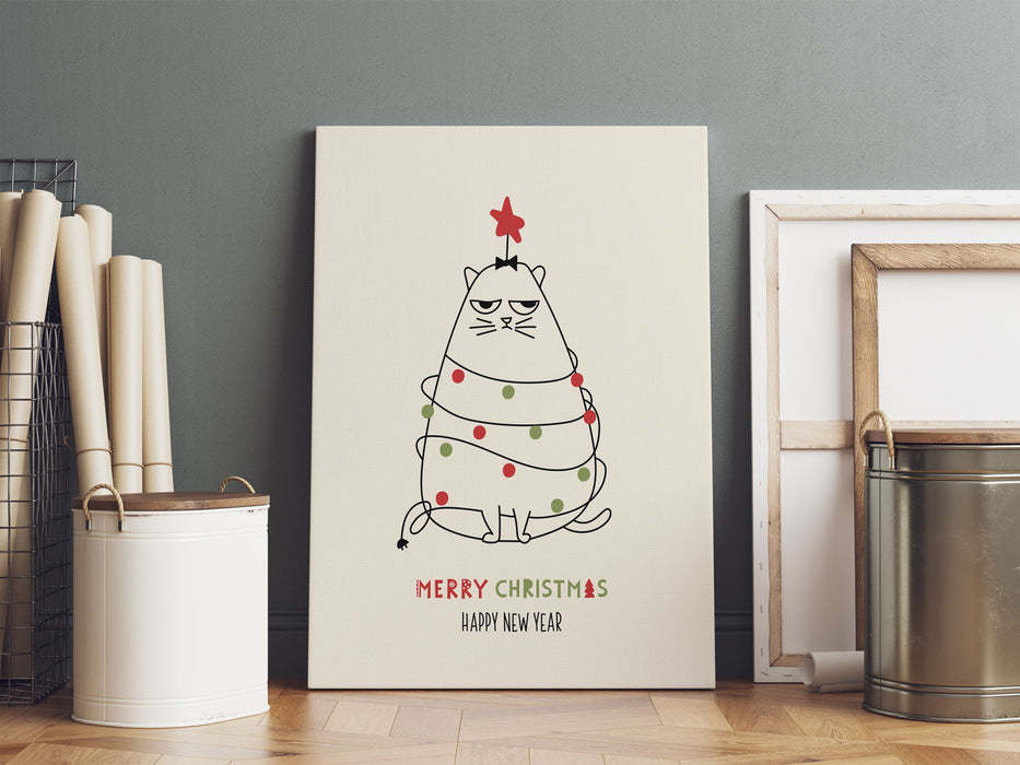 Weihnachts Collection - Weihnachtsbaum Katze I, Leinwandbild