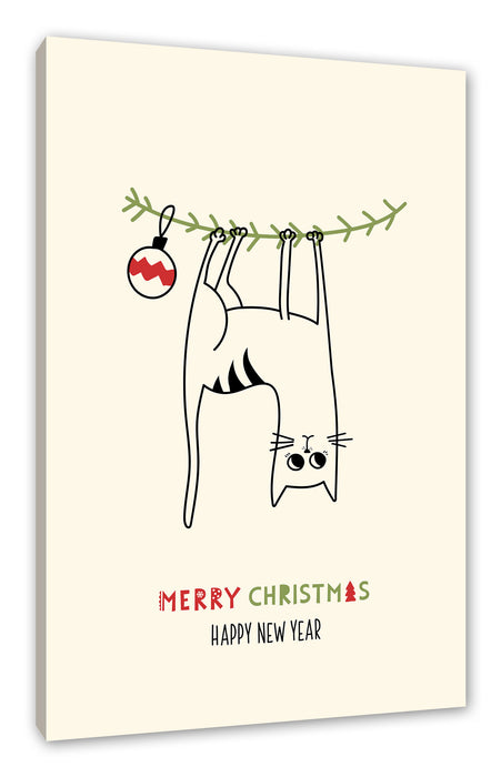 Pixxprint Weihnachts Collection - Weihnachtsbaum Katze II, Leinwandbild