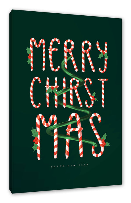 Pixxprint Weihnachts Collection - Schriftzug Zuckerstange, Leinwandbild