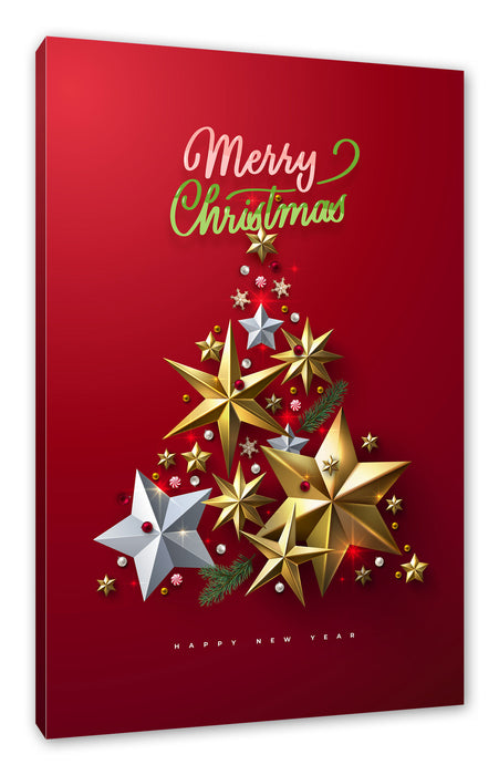 Pixxprint Weihnachts Collection - Schriftzug Sterne, Leinwandbild