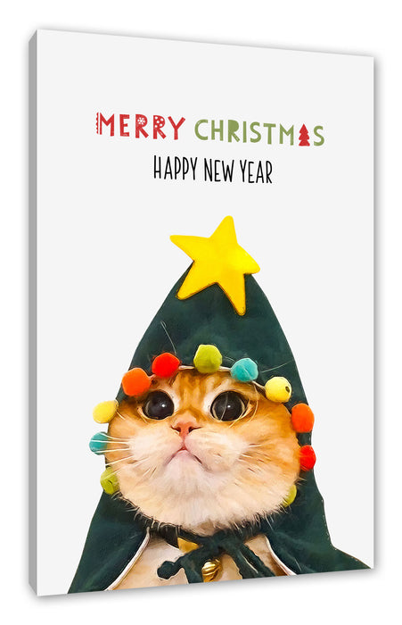 Weihnachts Collection  - Schriftzug Katze II, Leinwandbild