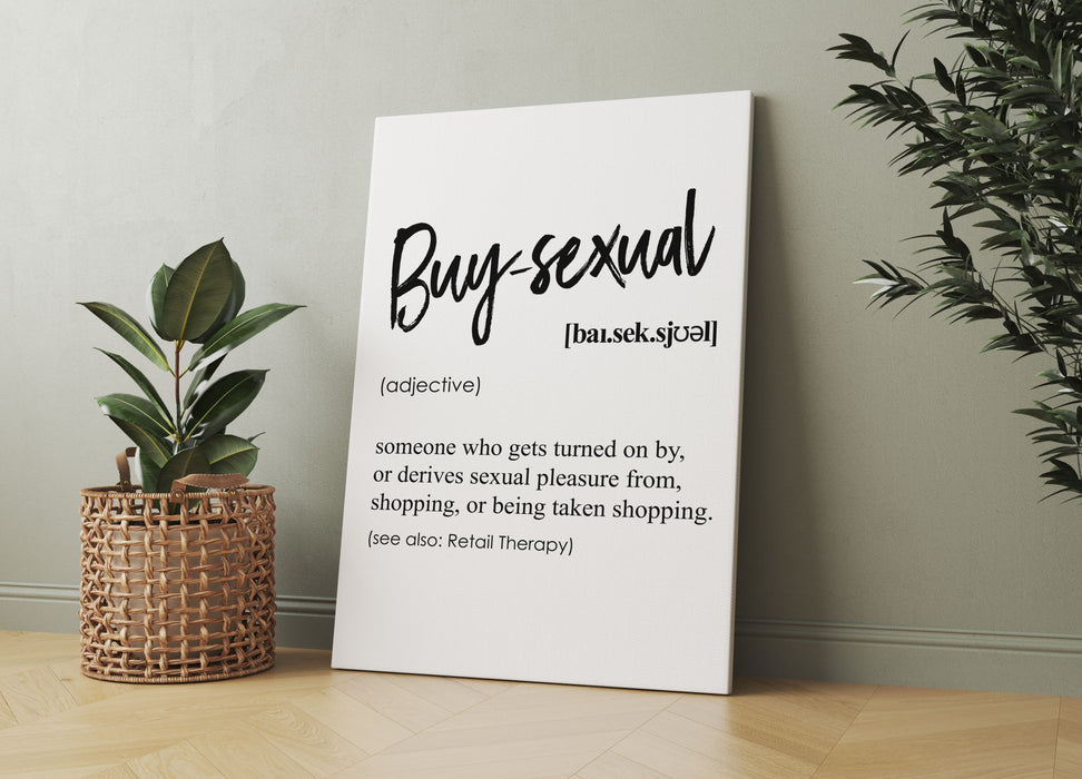 Lexikon Sprüche  - Buy-sexual, Leinwandbild