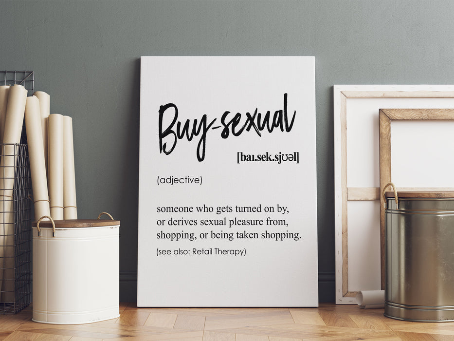 Lexikon Sprüche  - Buy-sexual, Leinwandbild