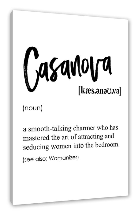 Pixxprint Lexikon Sprüche - Casanova, Leinwandbild