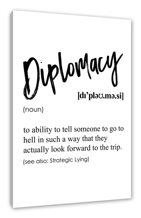 Pixxprint Lexikon Sprüche - Diplomacy, Leinwandbild